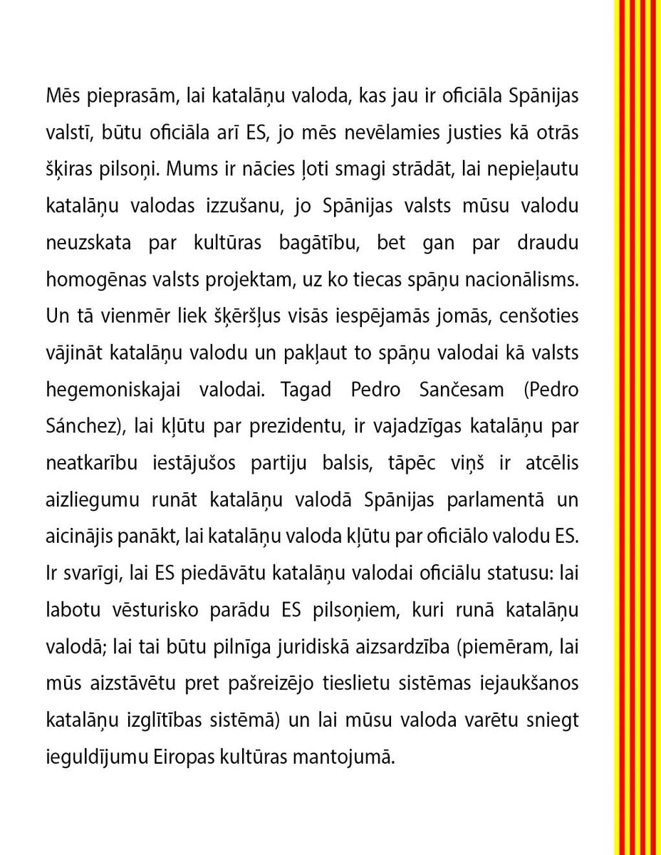 4/29
🇱🇻LETONIA
2023. gada 12. decembris, Eiropas Padome:
#SayYes #CatalanOfficialEU
Mēs, katalāņi, vēlamies būt ES pilsoņi ar savu valodu.
@karinskrisjanis <a href="/edgarsrinkevics/">Edgars Rinkēvičs</a> <a href="/Arlietas/">Ārlietu ministrija 🇱🇻 | #atbalstuUkrainu 🇺🇦</a> <a href="/Latvian_MFA/">Latvian MFA 🇱🇻 | #StandWithUkraine 🇺🇦</a> <a href="/krisjaniskarins/">Krišjānis Kariņš</a> <a href="/andrispelss/">Amb. Andris Pelšs</a>