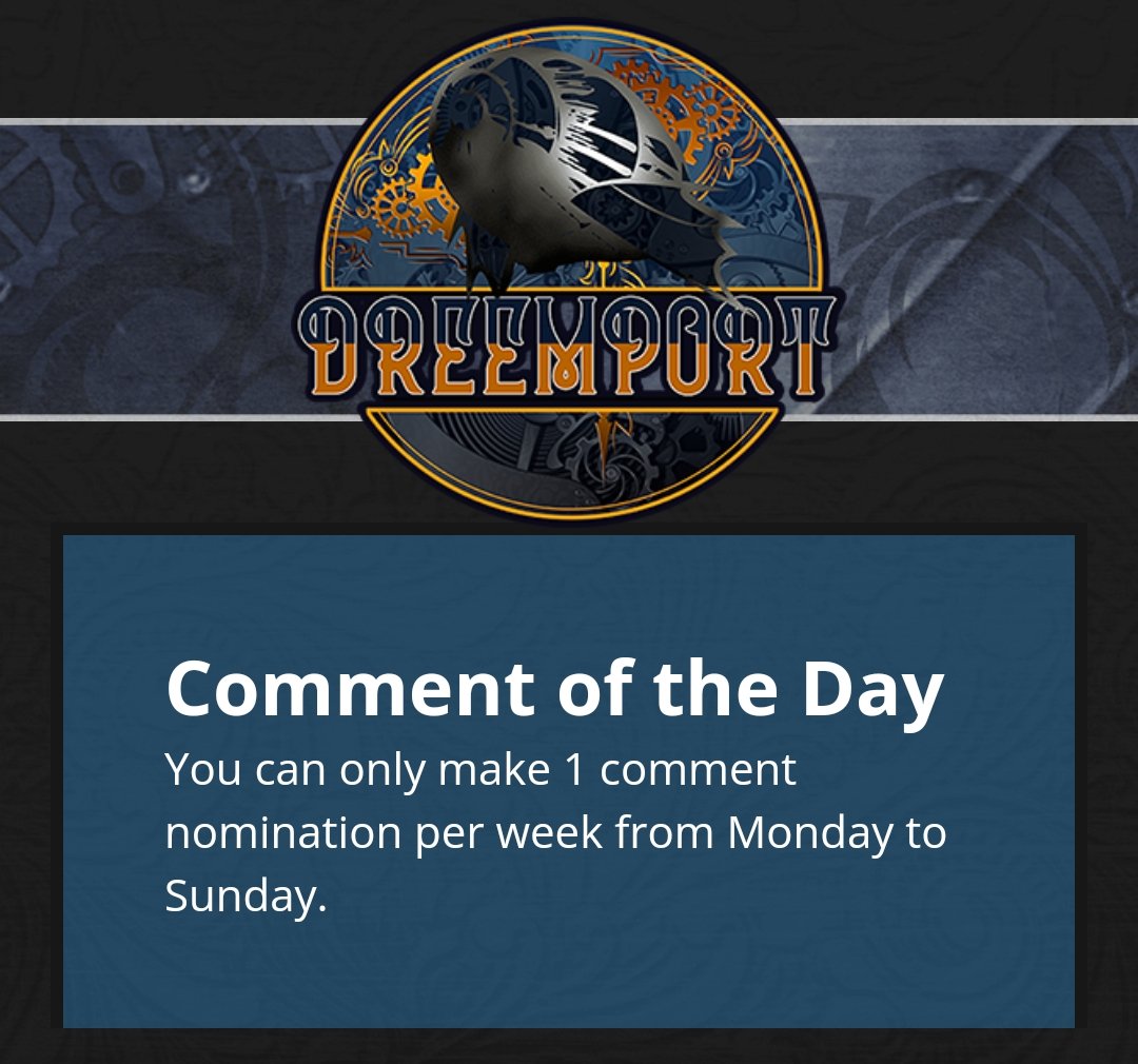 Dreemers! Remember to check the comments on the post you submitted to DreemPort.Com this week and pick your FAVORITE and most supportive comment.

Nominate that for DreemPort.Com's COMMENT OF THE DAY award.

#WritingCommunity #DreemPort

Goodluck with that.