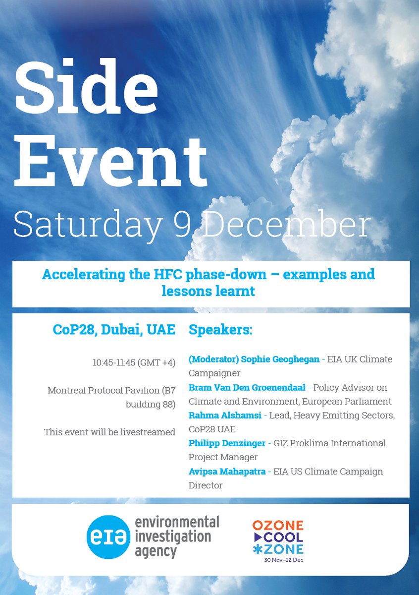 EIA_News's tweet photo. ⏰ If you're at #CoP28 in #Dubai, don't forget to check out our side event tomorrow (9 December)

If you're not, you can watch it via a livestream on YouTube at https://t.co/ETd5O2SMvk

#climatechange https://t.co/2TX3bMklLD