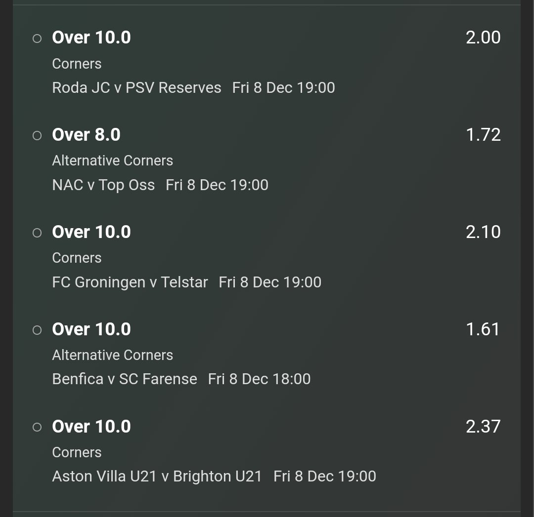 cornerkings8's tweet photo. ⚽️ five fold corner bet for tonight  🔥 27/1 ⚽️ https://t.co/vGLu86b0xH