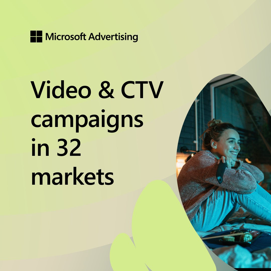 #ICYMI Video & CTV ads are now available in 32 markets! Advertisers in 32 markets across the globe can start running Video & CTV campaigns on the Microsoft Advertising platform today. Learn more here msft.it/6016irPF2 #MSAProduct #ConnectedTV