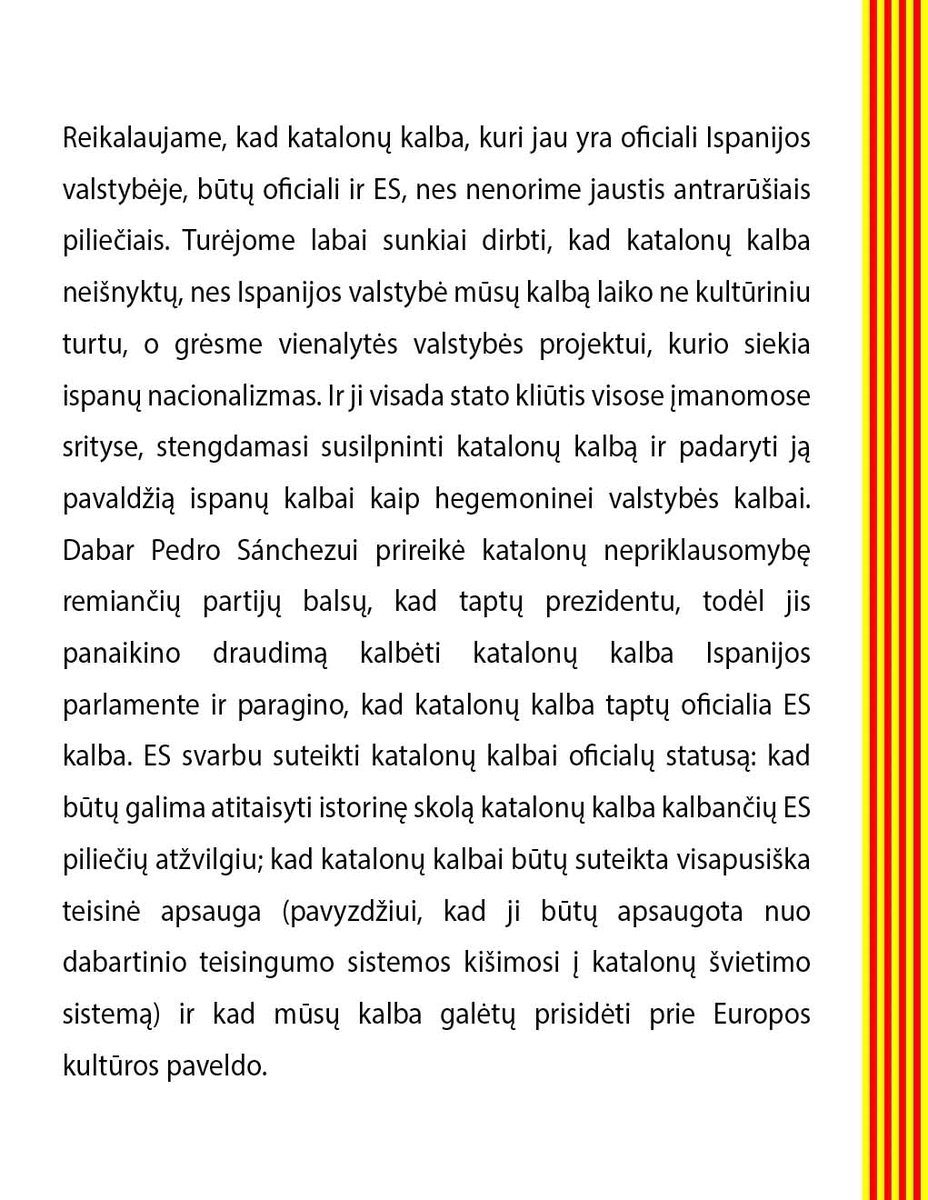 <a href="/KarinsKrisjanis/">Krišjānis Kariņš</a> <a href="/edgarsrinkevics/">Edgars Rinkēvičs</a> <a href="/Arlietas/">Ārlietu ministrija 🇱🇻 | #atbalstuUkrainu 🇺🇦</a> <a href="/Latvian_MFA/">Latvian MFA 🇱🇻 | #StandWithUkraine 🇺🇦</a> <a href="/krisjaniskarins/">Krišjānis Kariņš</a> <a href="/andrispelss/">Amb. Andris Pelšs</a> 5/29
🇱🇹 LITUANIA
2023-12-12, Europos Taryba:
#SayYes #CatalanOfficialEU
Mes, katalonai, norime būti ES piliečiai su savo kalba.
@gitanasnauseda <a href="/IngridaSimonyte/">Ingrida Šimonytė</a> <a href="/LithuaniaMFA/">Lithuania MFA | #StandWithUkraine</a> <a href="/GLandsbergis/">Gabrielius Landsbergis🇱🇹</a> <a href="/MeilunasE/">Egidijus Meilūnas</a> <a href="/Jovita_Pra/">Jovita Neliupsiene</a> <a href="/ZygisPavilionis/">ŽygimantasPavilionis🇱🇹🇺🇦🇬🇪🇲🇩🇪🇺🇺🇸🇹🇼</a> <a href="/RihardsKols/">Rihards Kols</a>