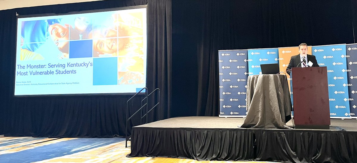 KSBA welcomes keynote speaker at #Ksbawinter23, @RonnieNolan73 executive director of <a href="/KECSACStudents/">KECSAC</a>, which partners with 48 school districts across Kentucky, to serve nearly 9,000 students each year in programs serving children who are in the care or custody of the state.
