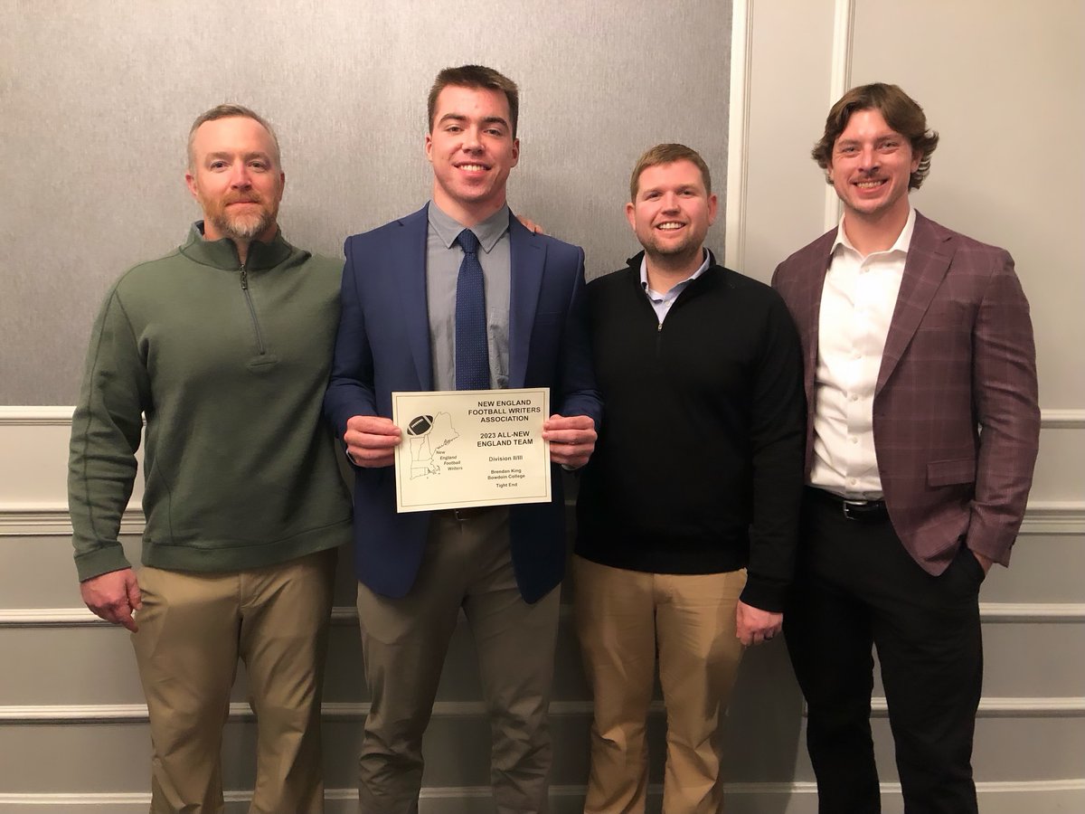 Brendan King was officially honored last night at the 2023 Captains &amp; Awards Banquet for being included in the 2023 All-New England Team by the New England Football Writers Association. #GoUBears #ThatsMyTeam #TheHunt🐾