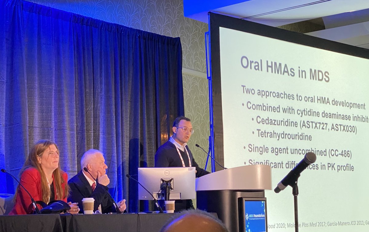 Listening to ⁦@garciamanero⁩ speak on higher risk #MDS ⁦@MDSFoundation⁩ annual symposium ⁦@ASH_hematology⁩ meeting in San Diego! Lots of insights and enthusiasm for future advances!! 👏👏