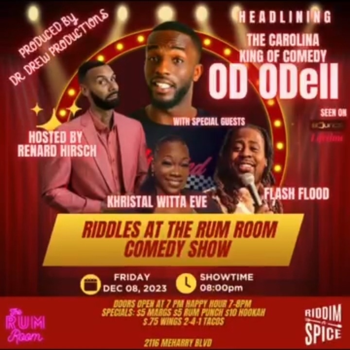 No plans 4 tonight??! We gotcha! Come get ya laugh on at The Beautiful Rum Room inside @RiddimNSpice Spice! Full Bar and Menu! $5 drink specials! #NashvilleComedy #Nashville #RenardComedy #RumRoom #Funny #nashvilletennessee #nashvillenightlife #nashvilletn #love