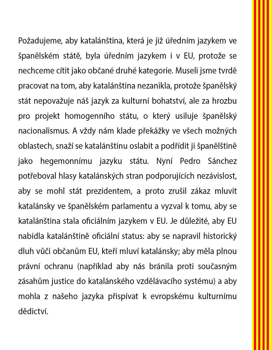 7/29
🇨🇿 TXEQUIA
12-12-2023, Rada Evropy:
#SayYes #CatalanOfficialEU
My Katalánci chceme být občany EU s vlastním jazykem.
<a href="/P_Fiala/">Petr Fiala</a> <a href="/mzvcr/">Ministerstvo zahraničních věcí</a> <a href="/CzechMFA/">Czech Ministry of Foreign Affairs</a> <a href="/JanLipavsky/">Jan Lipavský</a> <a href="/kozakj/">Jiří Kozák</a> <a href="/HonzaMarian/">Jan Marian 🇨🇿 🇪🇺</a> <a href="/EduardHulicius/">Eduard Hulicius</a> <a href="/_MartinDvorak/">Martin Dvořák 🌈</a>