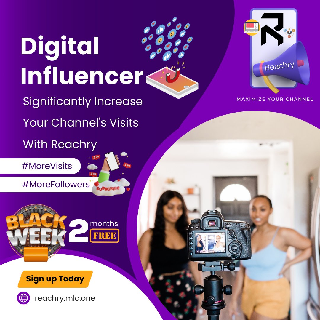 🔶 REACHRY  | BLACK WEEK - 02 MONTHS FREE 📷 Get More Views on your Channel. reachry.mlc.one.    

#influencer #influencers #InfluencerMarketing  #digitalinfluencer #youtubechannel  #moreviews #growwithus #morefollowers #followers #followersinstagram #moreviewers