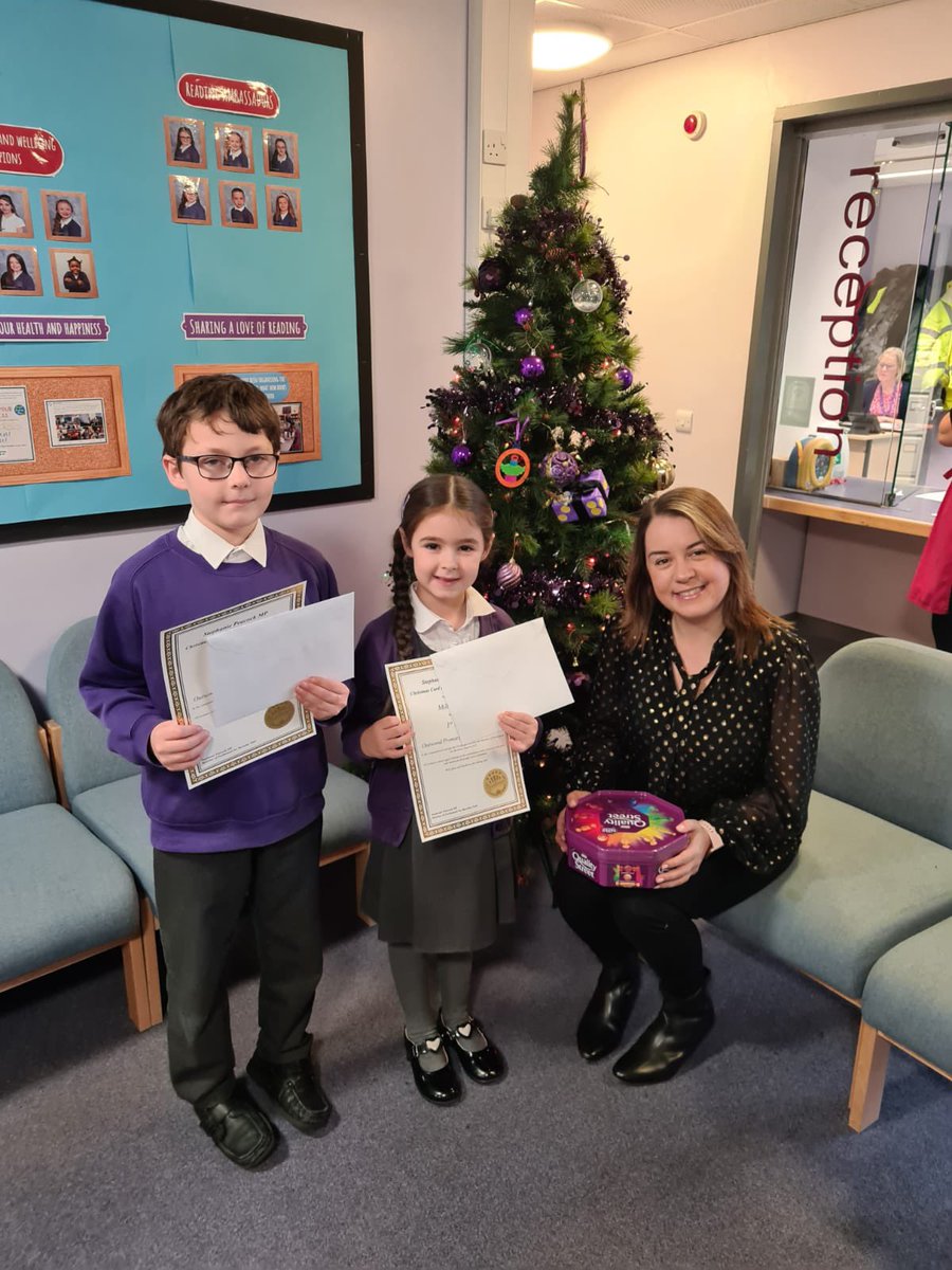 Steph_Peacock's tweet photo. Today it was really nice to do my first  Christmas card school visits of the year to deliver certificates and prizes to Outwood Darfield Academy, Wombwell Park Street Primary School and St Michael and All Angels Catholic Primary School

Thanks for all the lovely designs🎄 https://t.co/QqIkuLiQKM