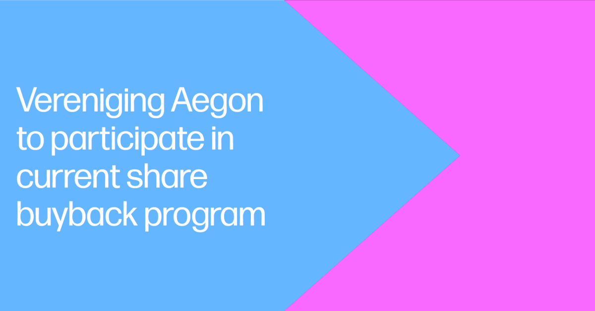 Aegon has entered into an agreement with its largest shareholder, Vereniging Aegon, to partially participate in Aegon’s current EUR 1.5 billion share buyback program.
➡️Red more: aegon.me/gjk