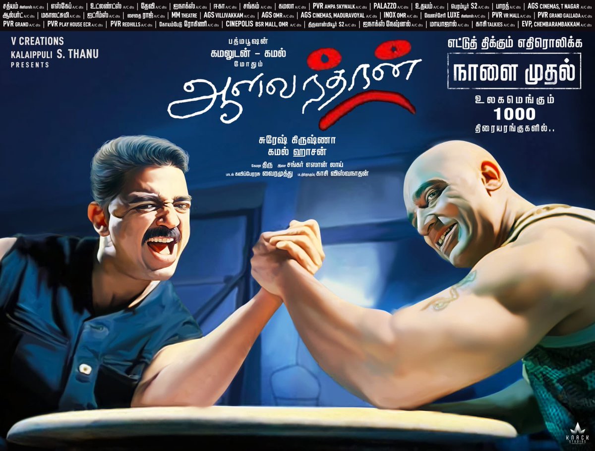 Watched a special screening of #KamalHaasan’s vintage #Aalavandhan. The 2001 film produced by @theVcreations & directed by @Suresh_Krissna was surely ahead of its times. The making and it’s grandeur is epic. Now the re-released version is only 123 minutes, nearly 55 minutes of