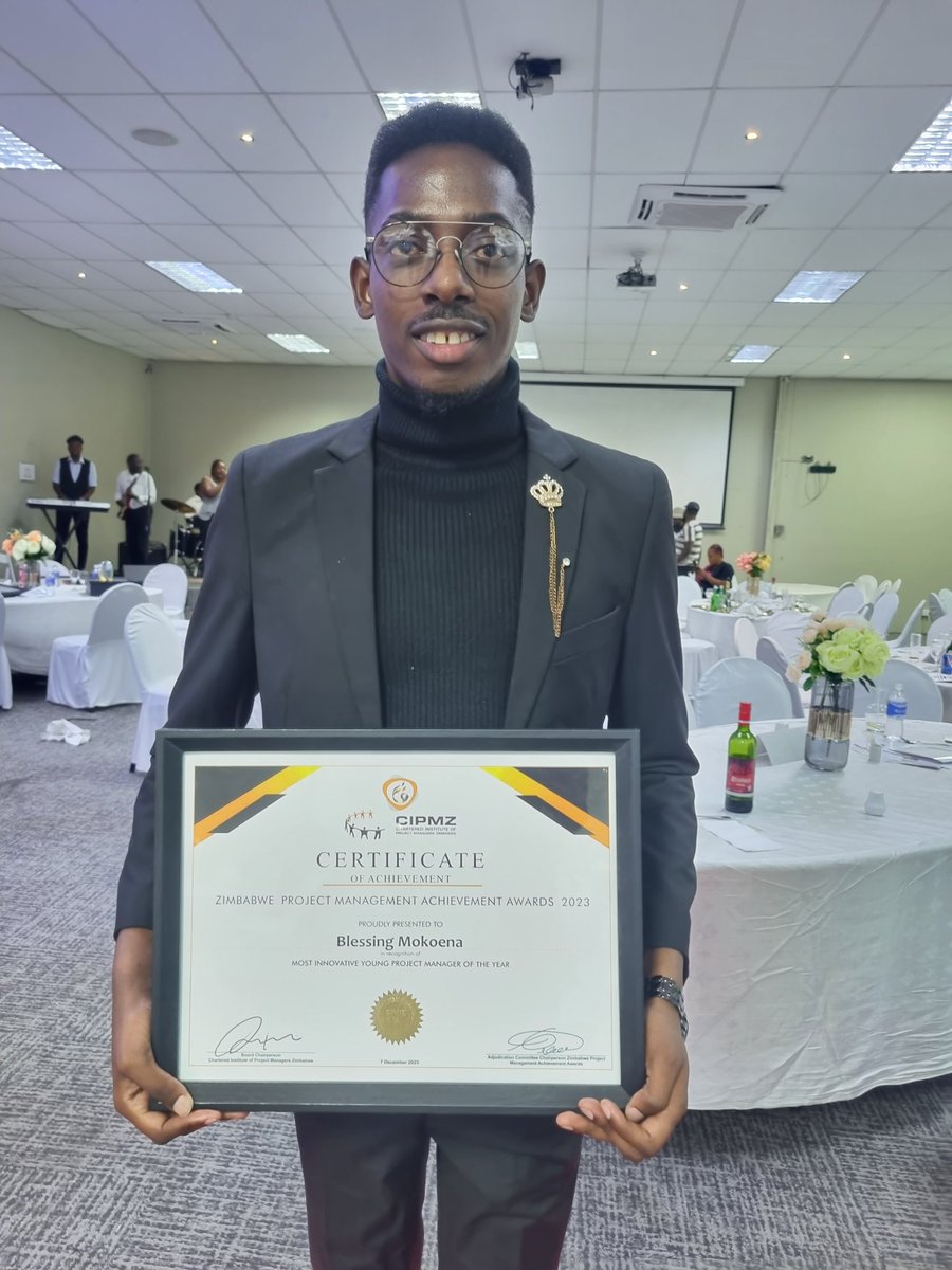 iamBlessingM's tweet photo. Most Innovative Young Project Manager of The Year 2023

Awarded by The Chartered Institute of Project Management Zimbabwe

Don't take it for Granted👊🏾🙌🏾☝🏾
A luta continua,
Forever Grateful https://t.co/nth5bBav60
