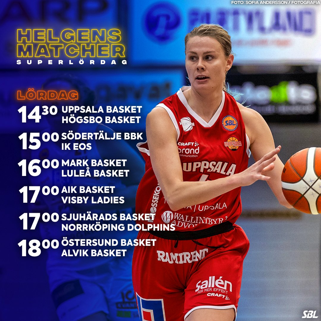🧨 Ny superlördag när vi har sex matcher på menyn med start 14:30! Vilken match ser du mest fram emot? 😃

📺 Matcherna ser du på sbldamplay.se eller utvalda lokaltidningar!