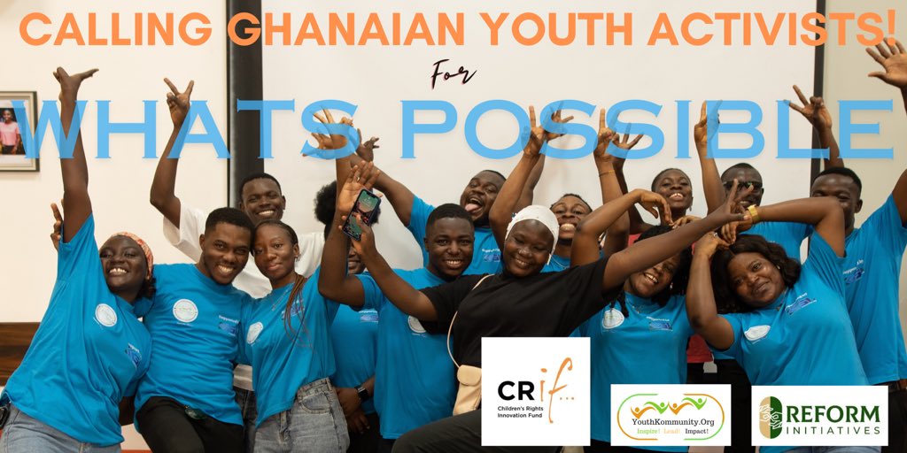 🔊 Calling all Ghanaian youth activists! 🇬🇭💪 @Crifund1 is teaming up with @YouthKommunity and @Reforminitiate to shape how donors learn about youth-led movements in Ghana. 🌟We're on the lookout for 15-20 dynamic youth activists (ages 15-25) to collaborate with us: 🤝 Share our