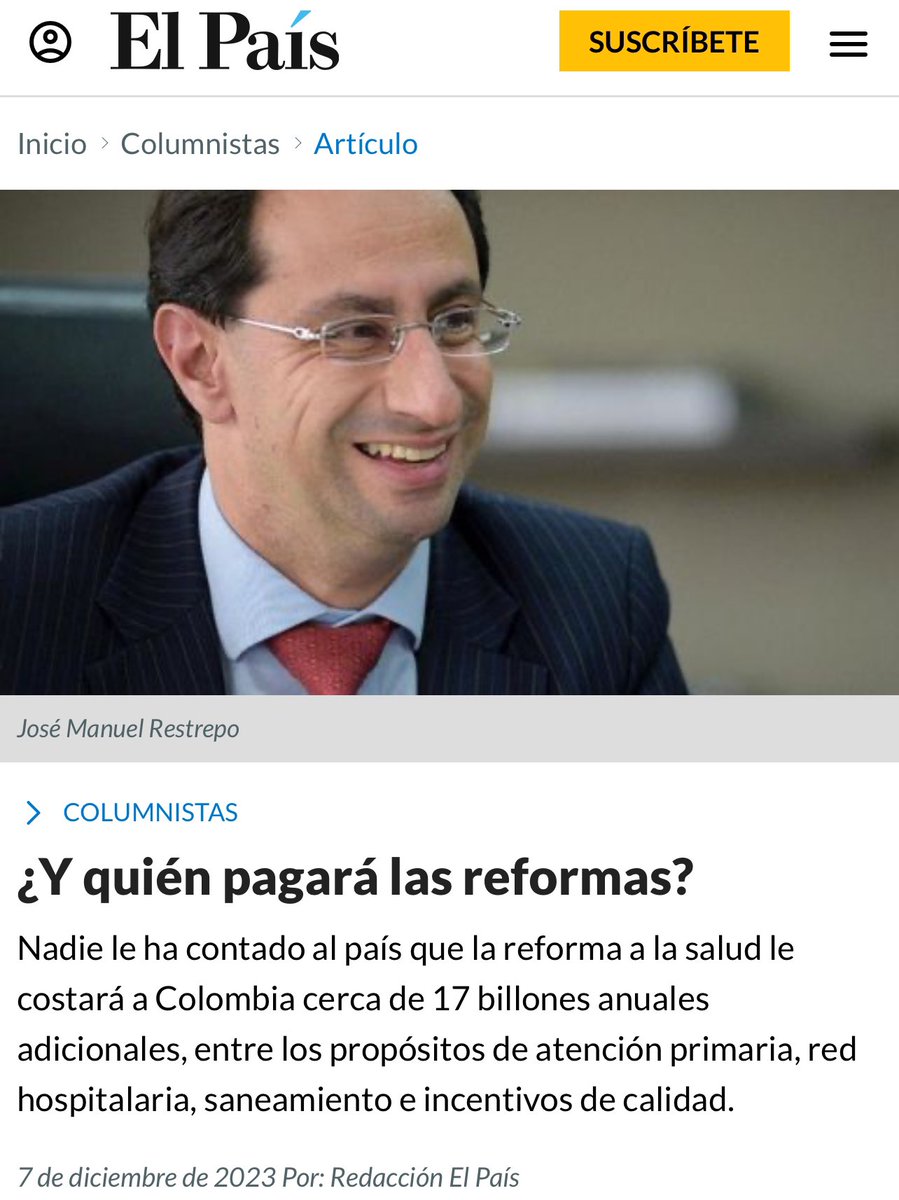 jrestrp's tweet image. La reforma a la salud y la reforma pensional le terminarán costando al país anualmente en valores de hoy, casi 70 billones de pesos anuales adicionales (4 reformas tributarias), y todos tranquilos en el Congreso aprobándolo !! 
Ojalá en COLOMBIA 🇨🇴 haya muchas @SoyJerome__ que le…