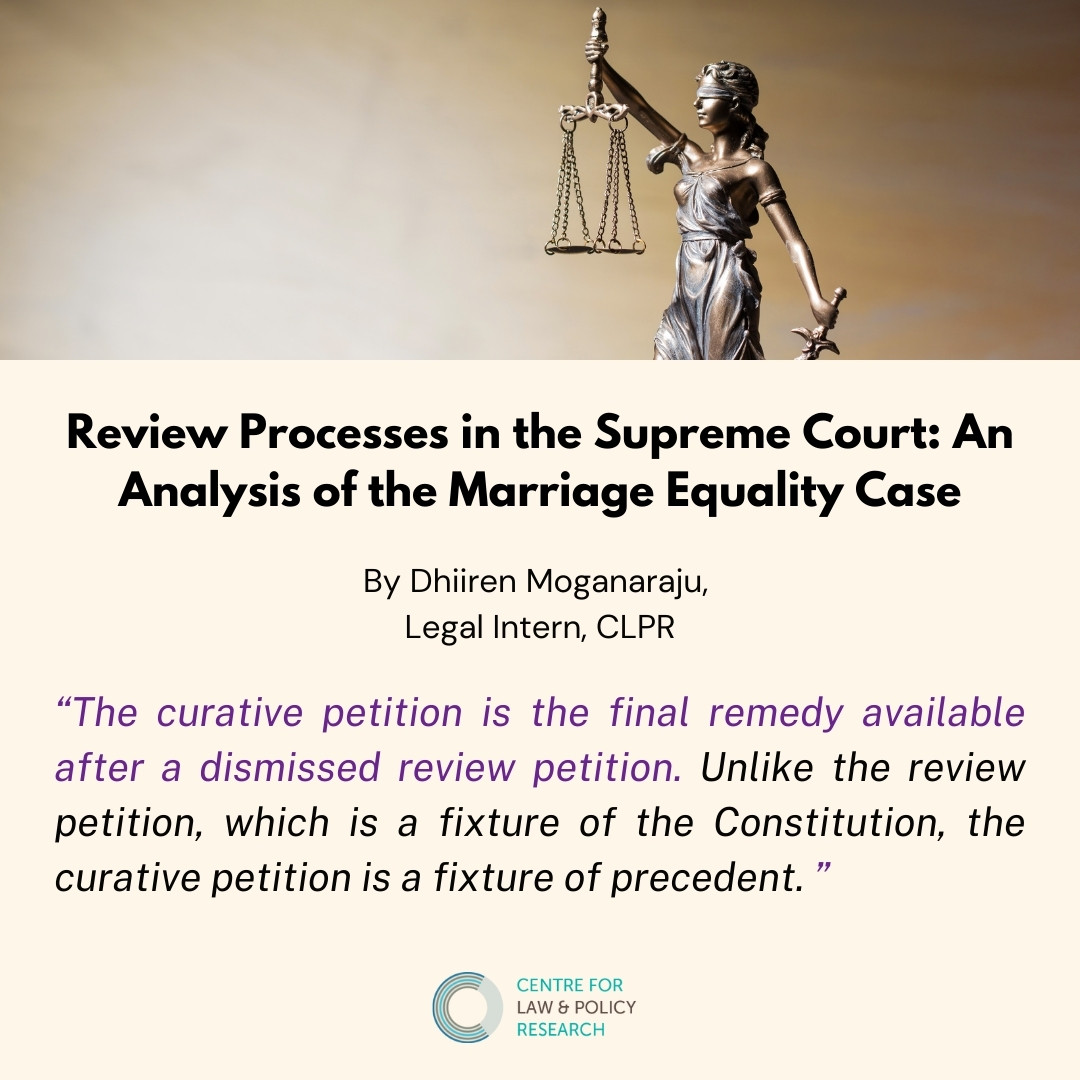 CLPRtrust's tweet photo. Dive into the intricacies of Supreme Court reviews after an unfavorable judgment. Our intern, Dhiiren Moganaraju, sheds light on the post-judgment landscape with a spotlight on the Marriage Equality case.
Read more here: https://t.co/0KILu4l1sB
#reviewprocess https://t.co/zckCapg7BA