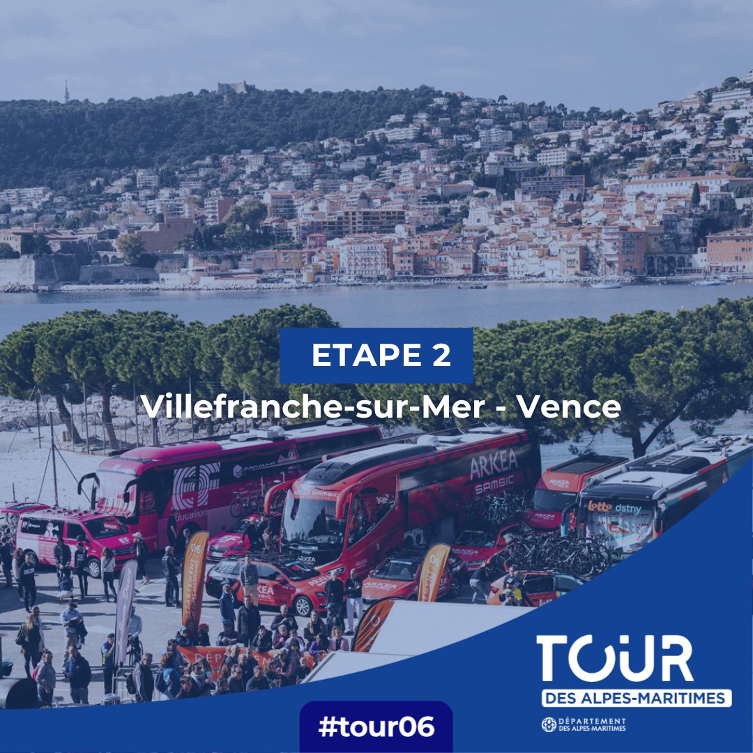 letour06's tweet photo. 🗺 L’étape 2 du Tour des Alpes-Maritimes : Villefranche-sur-Mer – Vence ⛰️
🚩131,8 km à parcourir le 18 février
📍Villes traversées : Villefranche-sur-Mer Carros Vence
#tour06 #alpesmaritimes #coursevelo #velopro #uci #worldtour #lnc #bikerace #roadbike https://t.co/h5fCdmCSNd