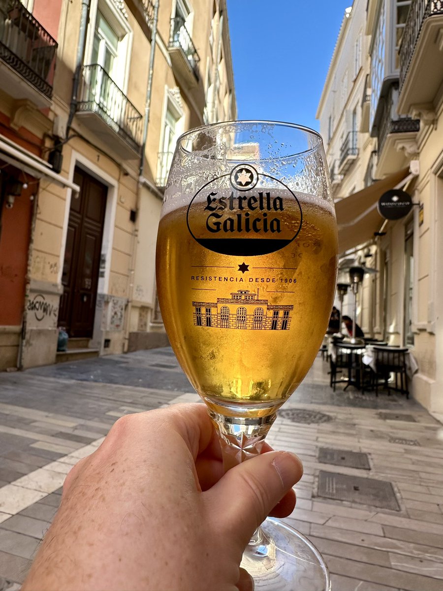 Beer + blue sky = December fun #Malaga #Beer @estrellagalicia