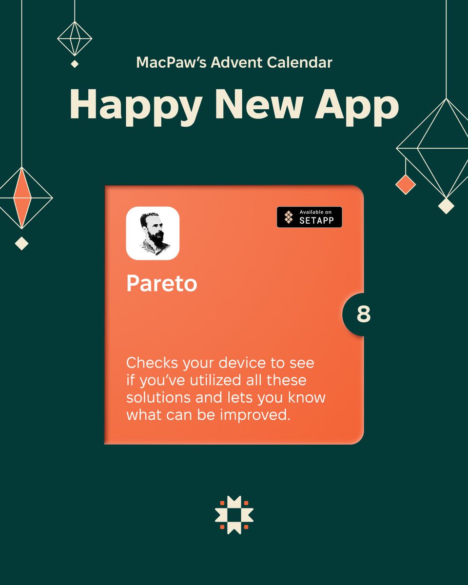 MacPaw 🇺🇦 (@macpaw) on Twitter photo Day 8 of the #MacPawAdventCalendar: meet <a href="/ParetoSecurity/">Pareto Security</a>, available on <a href="/Setapp/">Setapp by MacPaw</a>!
Checks your device to see if you’ve utilized all these solutions and lets you know what can be improved. Day 8 of the #MacPawAdventCalendar: meet <a href="/ParetoSecurity/">Pareto Security</a>, available on <a href="/Setapp/">Setapp by MacPaw</a>!
Checks your device to see if you’ve utilized all these solutions and lets you know what can be improved.
