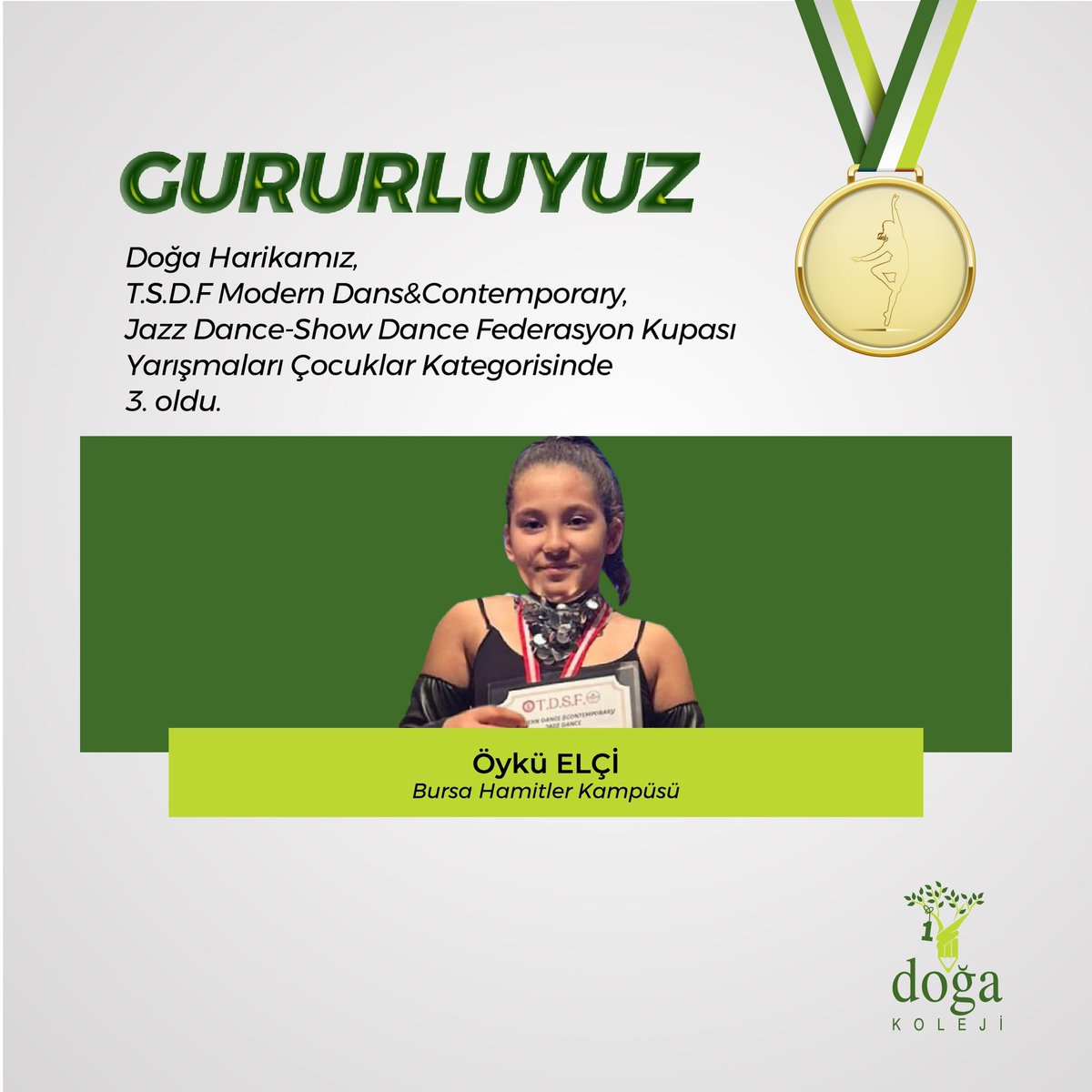 GURURLUYUZ👏🏻
Bursa Hamitler Kampüsü öğrencilerimizi T.S.D.F Modern Dans&amp;Contemporary, Jazz Dance-Show Dance Federasyon Kupası Yarışmaları’ndaki başarılarından dolayı tebrik ederiz.
