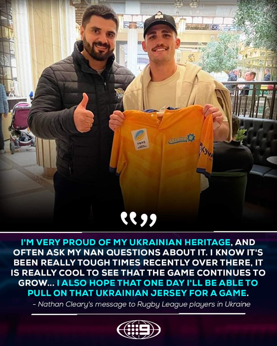 Ukraine_Rugby13's tweet image. 💛💙Great thanks Nathan Cleary @_nathancleary for your support!!!🇺🇦🤝🇦🇺
@nrlonnine @nrl @penrithpanthers
#NRL #NathanCleary
#PenrithPanthers #PantherPride
#UkraineRugbyLeague #UkrainiansRL
#UkrainianHeritageRL
#RugbyLeague #Регбіліг
#StrongerTogether #StandWithUkraine