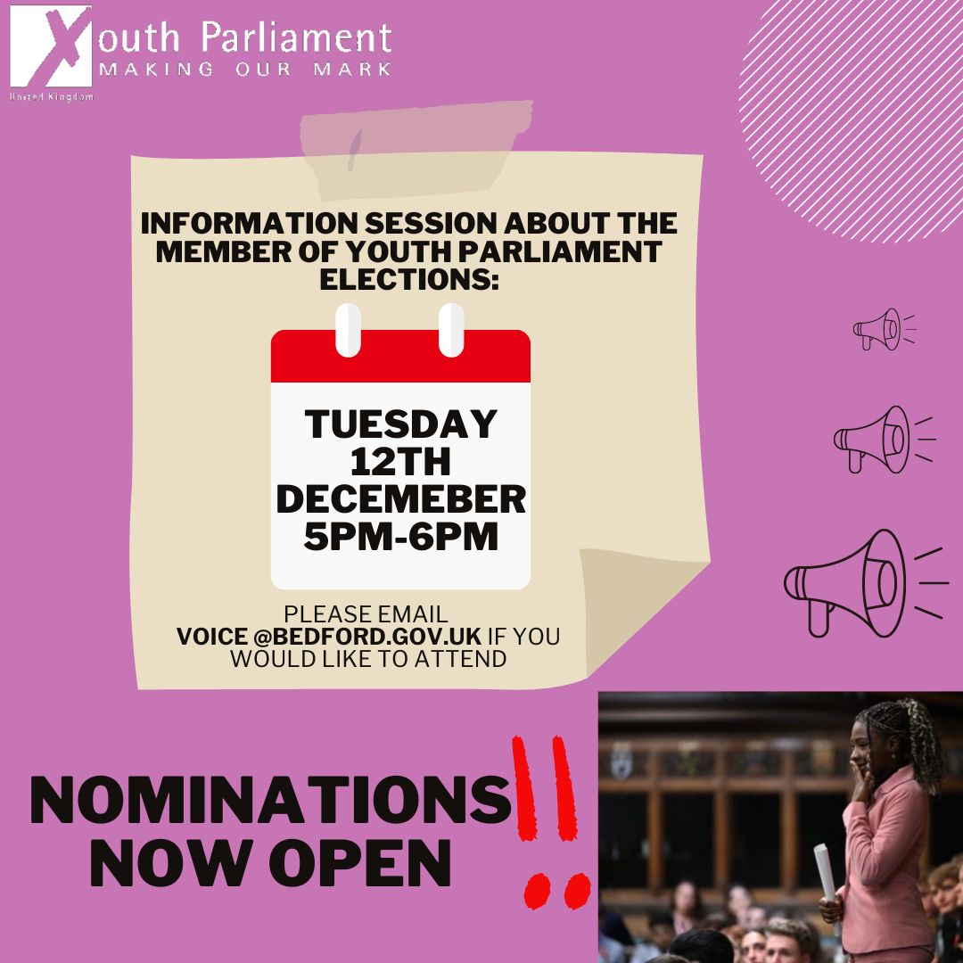 If you would like to find out more come along to our information session on Tuesday 12th December 5pm-6pm. Please email voice@bedford.gov.uk to book a space.
