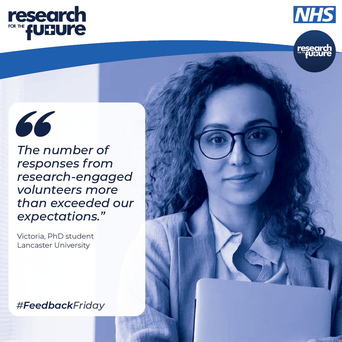 Research_Future's tweet image. “The number of responses from potential volunteers more than exceeded our expectations.”

Victoria (PhD Student, Lancaster University)
#FeedbackFriday #ResearchForTheFuture