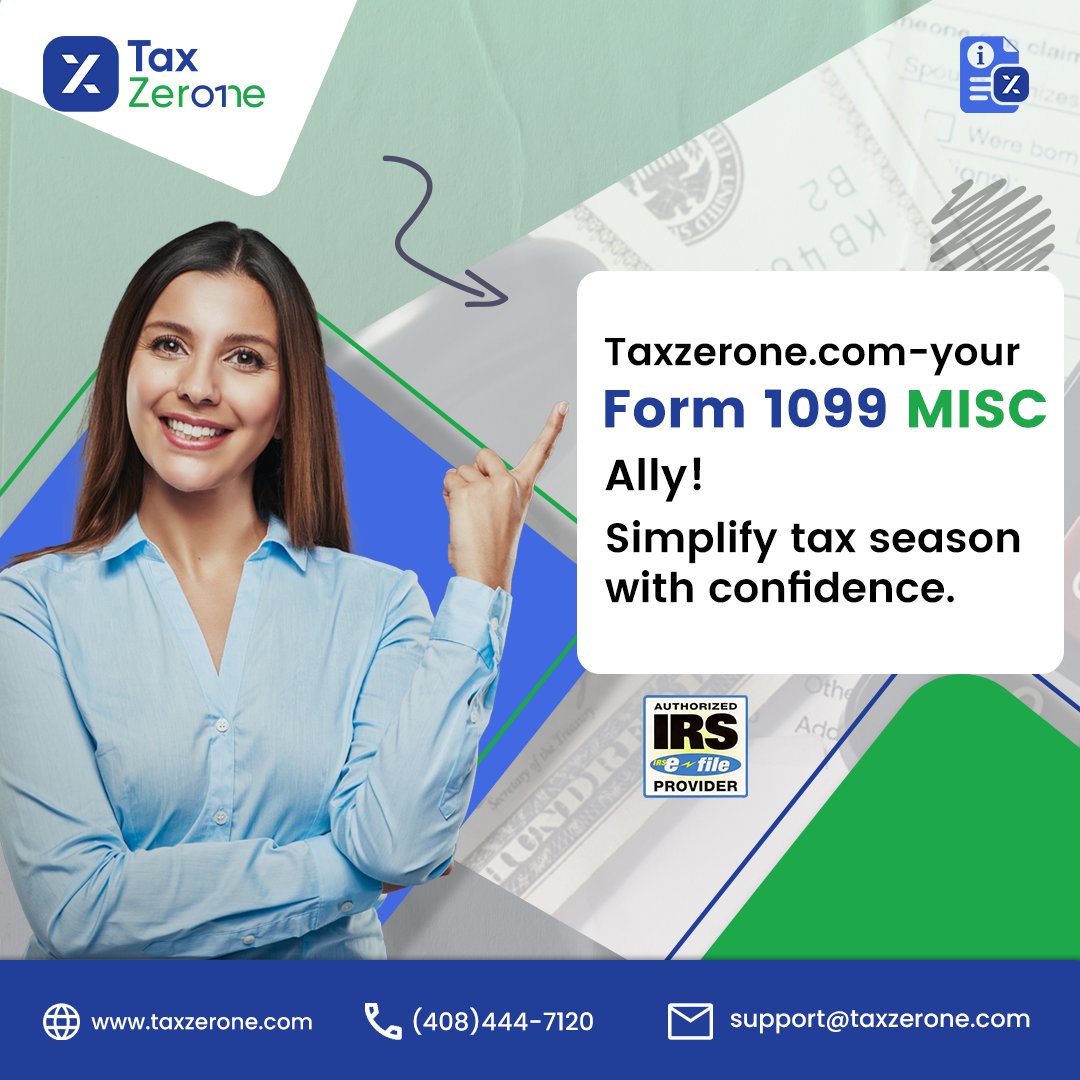 TaxZeroneUS's tweet photo. Unlock stress-free tax filings! https://t.co/wQP3L3zoY4, your IRS Authorized E-file Provider, makes 1099 MISC filing a breeze. Simplify, file securely, and conquer tax season confidently!
#taxzerone #Form1099 #form1099nec #form1099misc https://t.co/pkRN4YySf3