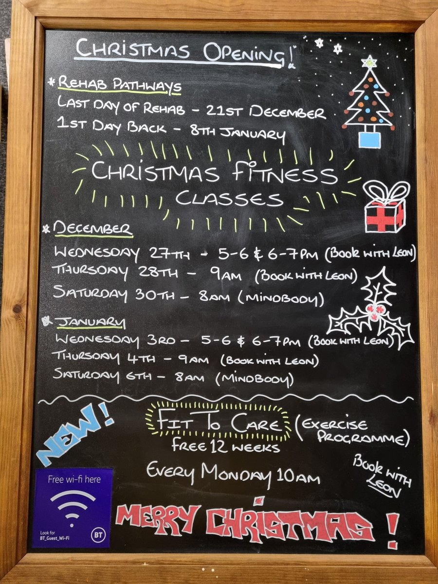 CHRISTMAS OPENING!! 💪
And our NEW
"FIT TO CARE" Exercise Programme
(FREE 12wks - BOOK NOW by messaging in)

NEVER BEEN BEFORE??
No worries drop us a message and jump on your first session FREE!!!

functionalfitnesstrx.co.uk 

#functionaltraining #exercisespecialists #rotherham