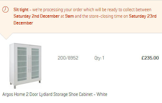 timmorgan's tweet photo. @ArgosHelpers I drove 2 hours from my home address to the Newmarket store where my mum lives so I could collect for her a heavy piece of furniture on Saturday 2nd December for it not to be there, and a week later still not there with no updates. In fact when I go my account:- https://t.co/O17s1IsYk8