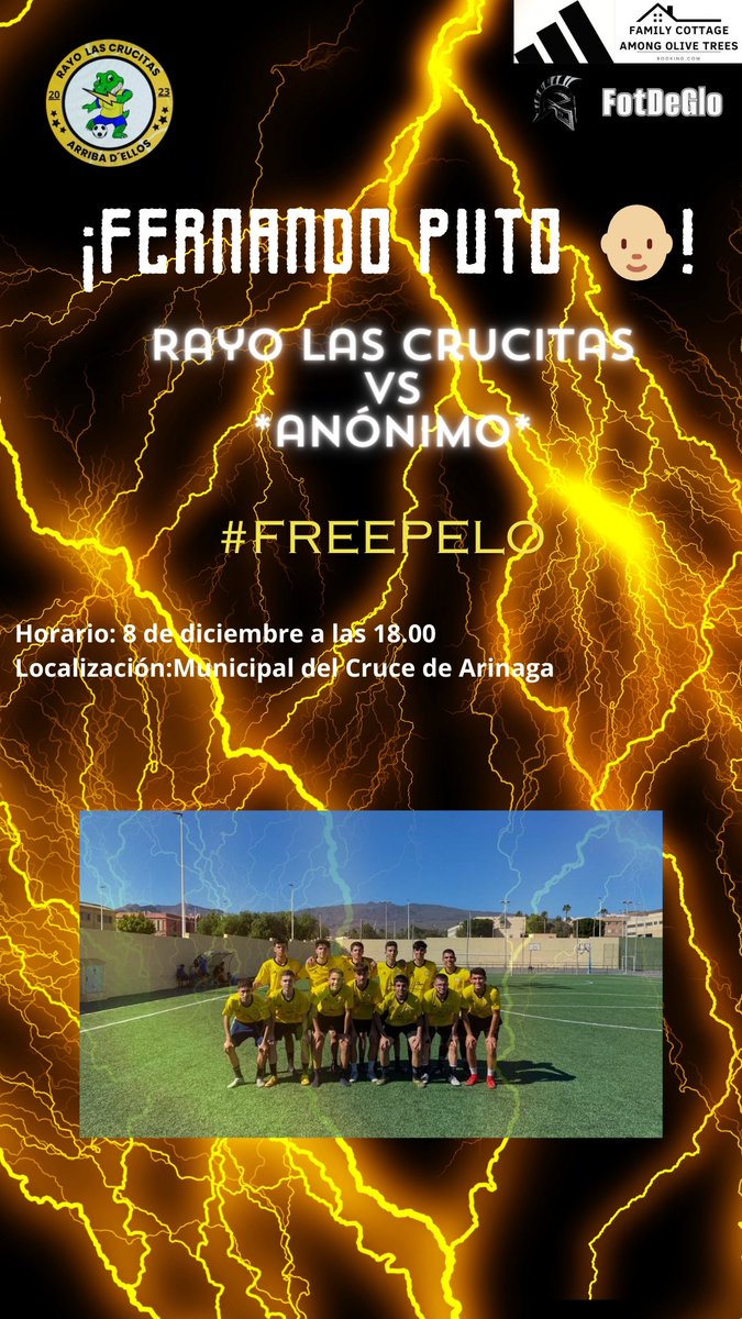 rayolascrucitas's tweet photo. 🚨OFICIAL🚨
Cartel para el partido de hoy!! Daremos todo para conseguir una nueva victoria. 👊🏼⚡
#FreePelo #FernandoCalvo #LaIlusionDelPueblo https://t.co/iyxCp94xeZ