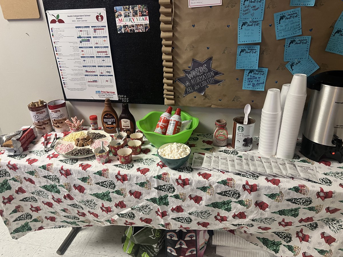 WillDavisElem's tweet photo. Day 2 of Merry Switfmas. In Our Flannel Era today. November flush and your flannel cure. Staff is wearing flannel and enjoying a hot chocolate bar. @AustinISD https://t.co/I9qXJDxzQV