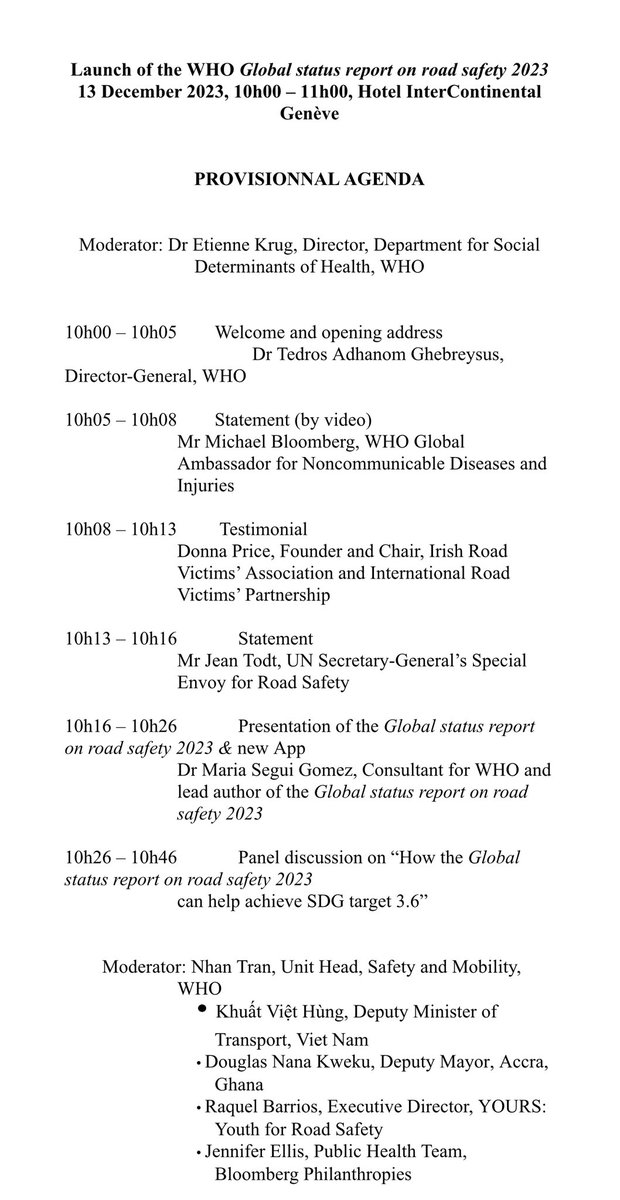 We will place flowers and an inscribed plaque at the launch of the Global Status Report on Road Safety in memory and honour of all of the unfortunate victims of road traffic collisions and their bereaved families. <a href="/RoadVictimsNGO/">IRVP RoadVictimsNGOs</a> <a href="/IRVAroadsafety/">Irish Road Victims</a> <a href="/UNWDRemembrance/">World Day of Remembrance for Victims of RoadTrauma</a> <a href="/RoadSafetyNGOs/">Road Safety Alliance</a>