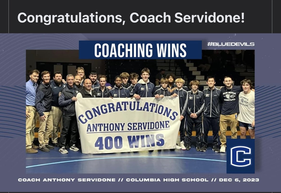 Congratulations Coach Servidone on career win 400