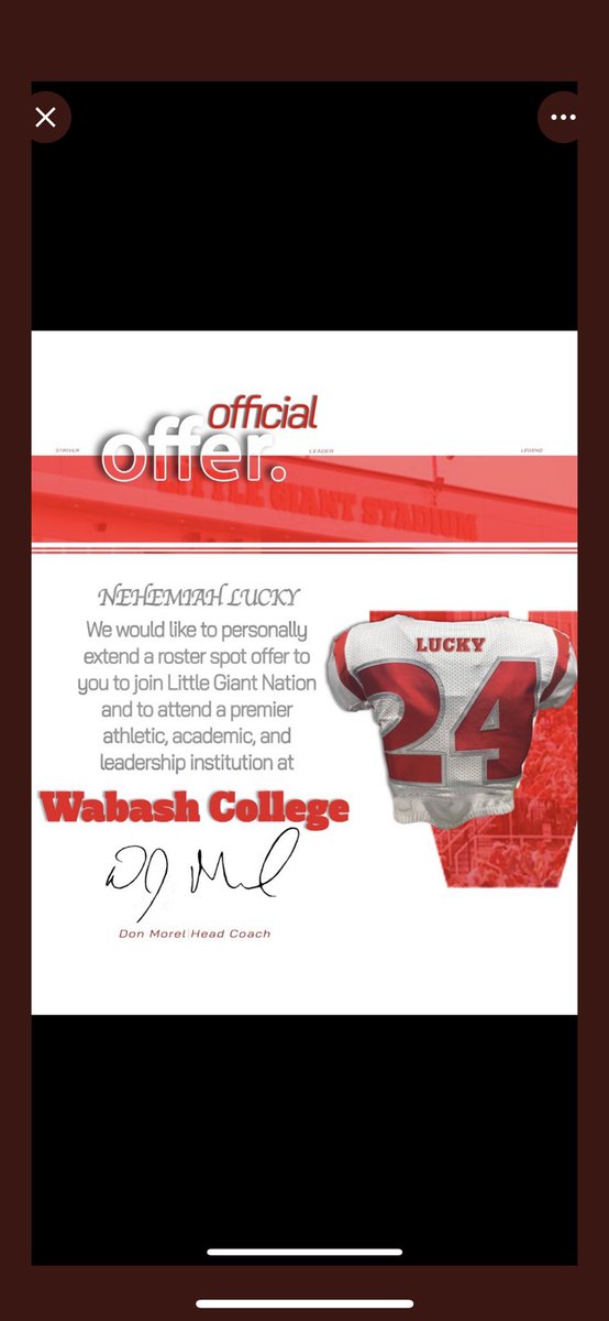 Nehemiah Lucky (@nemo1n_only) on Twitter photo I’m blessed to receive an offer from <a href="/WabashFB/">Wabash College Football</a>, thanks coach <a href="/MarcusAdams_51/">Marcus Adams</a> for the opportunity! #LittleGiantNation
<a href="/CoachJoshAbell/">Joshua Abell</a> <a href="/LockDownBac2/">Smith</a> @coachtreazzzy <a href="/CoachTallyFC/">Kenny Tally</a> <a href="/CoachNicholsFC/">Justin Nichols</a> I’m blessed to receive an offer from <a href="/WabashFB/">Wabash College Football</a>, thanks coach <a href="/MarcusAdams_51/">Marcus Adams</a> for the opportunity! #LittleGiantNation
<a href="/CoachJoshAbell/">Joshua Abell</a> <a href="/LockDownBac2/">Smith</a> @coachtreazzzy <a href="/CoachTallyFC/">Kenny Tally</a> <a href="/CoachNicholsFC/">Justin Nichols</a>