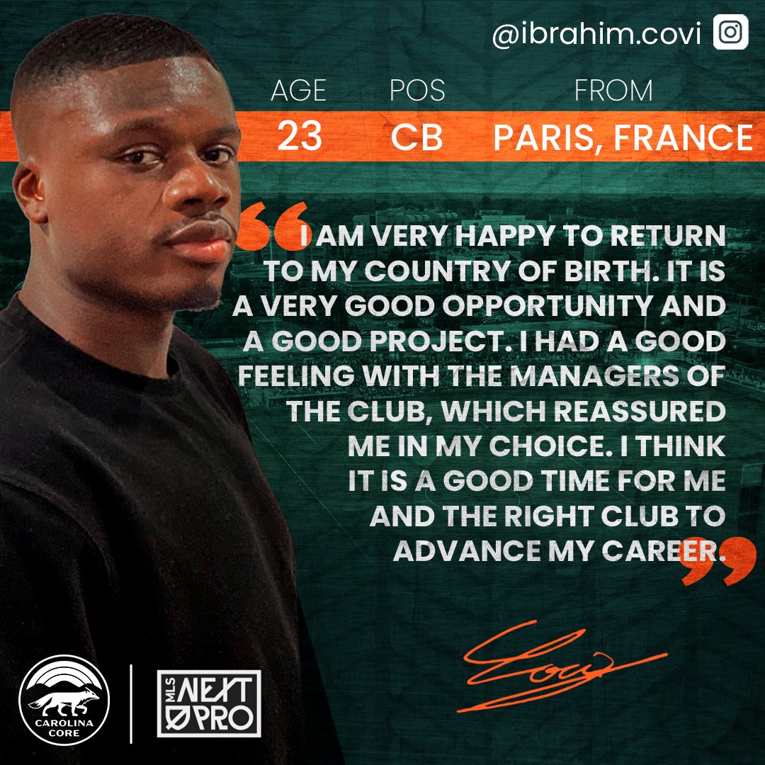 Ibrahim Covi, welcome to Carolina Core FC 🦊
