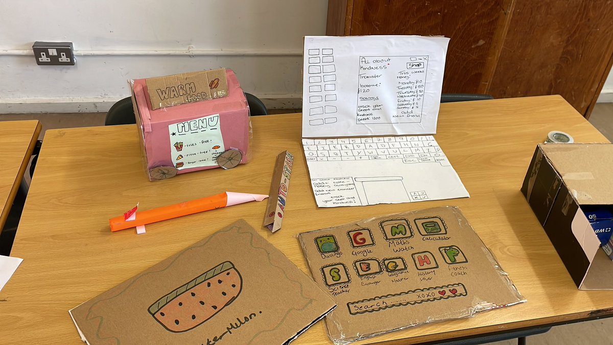 TeachTibbs's tweet photo. In Y8 Character, students have designed new products. Here’s a vehicle which clears sea plastic, underground pipes to filter rubbish, a spelling correcting pen, a kindness monitor and a system for sending food from schools to food banks. #collaboration #creativity @SpringwestA https://t.co/AfBfW3bWkn