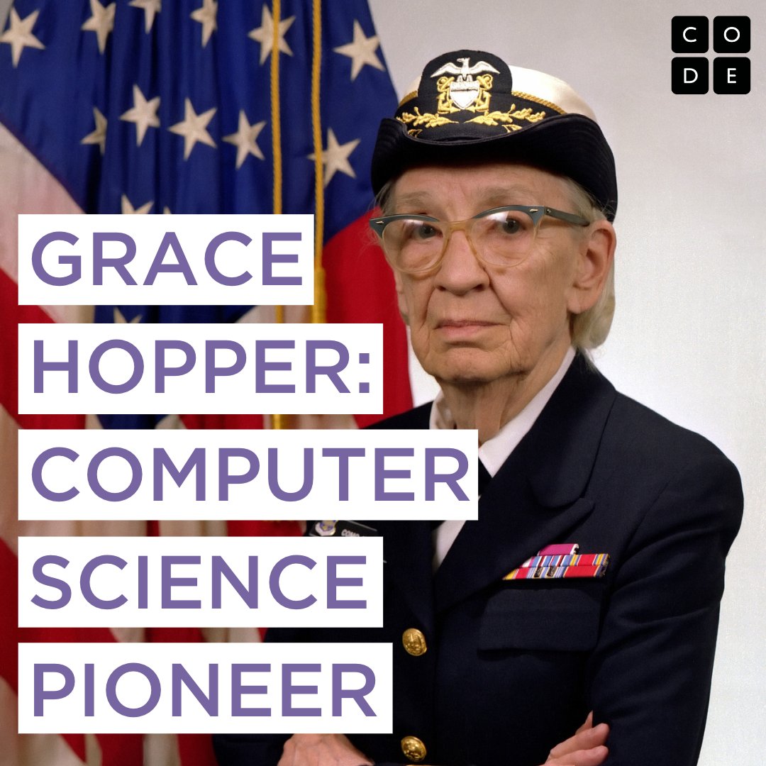 Computer science icon Grace Hopper invented the COBOL programming language and was part of the team that developed the UNIVAC I computer. We honor Grace's work every year during #CSEdWeek, which is always set the week of her birthday — Dec. 9! 🎉 #HourOfCode #RoleModelsinCS
