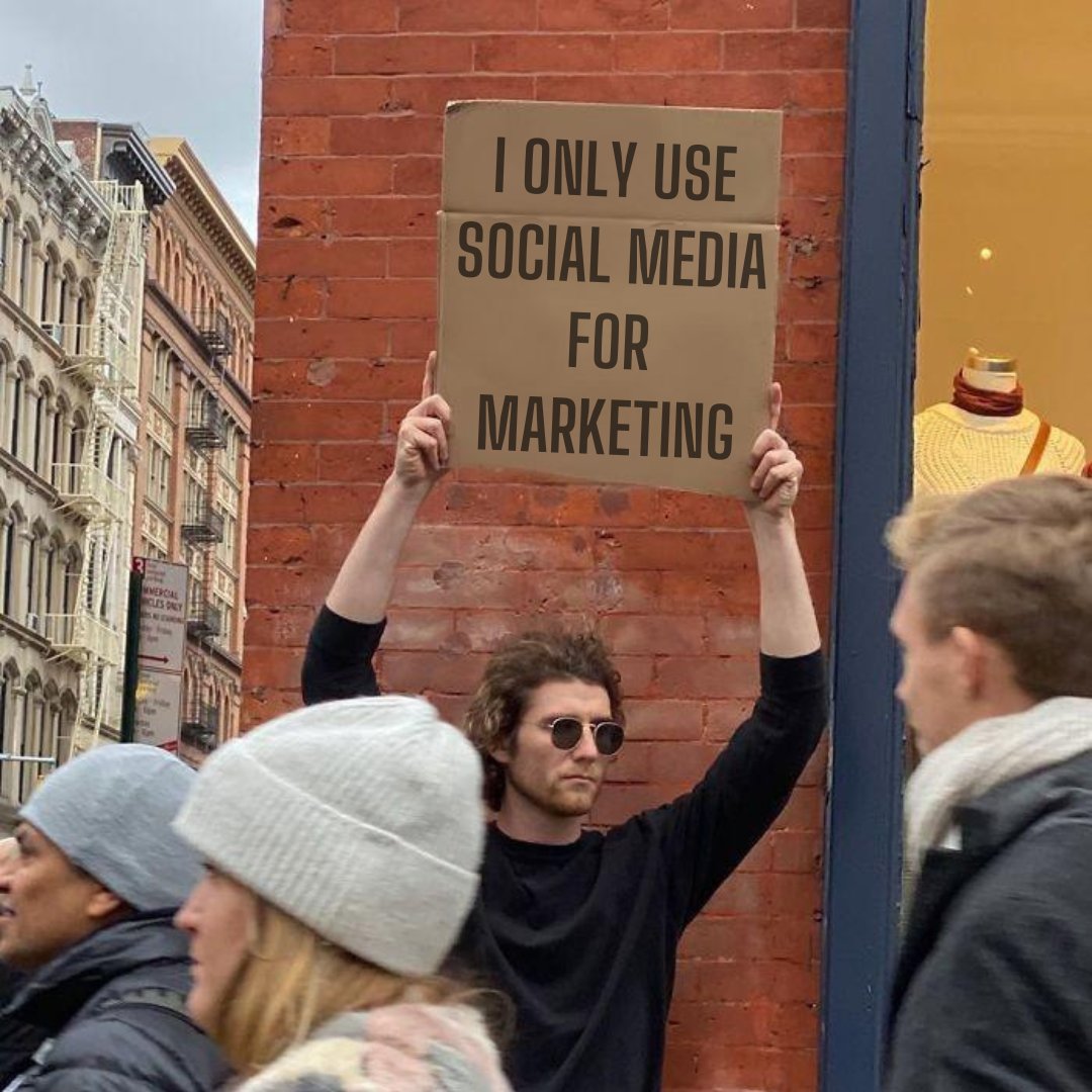 BusinessMemeMan's tweet image. While social media can be a valuable and effective tool for marketing, depending exclusively on it can have several potential drawbacks, such as audience saturation, algorithm updates, and many more. #MarketingAgency #GuyWithASign #SocialMedia
