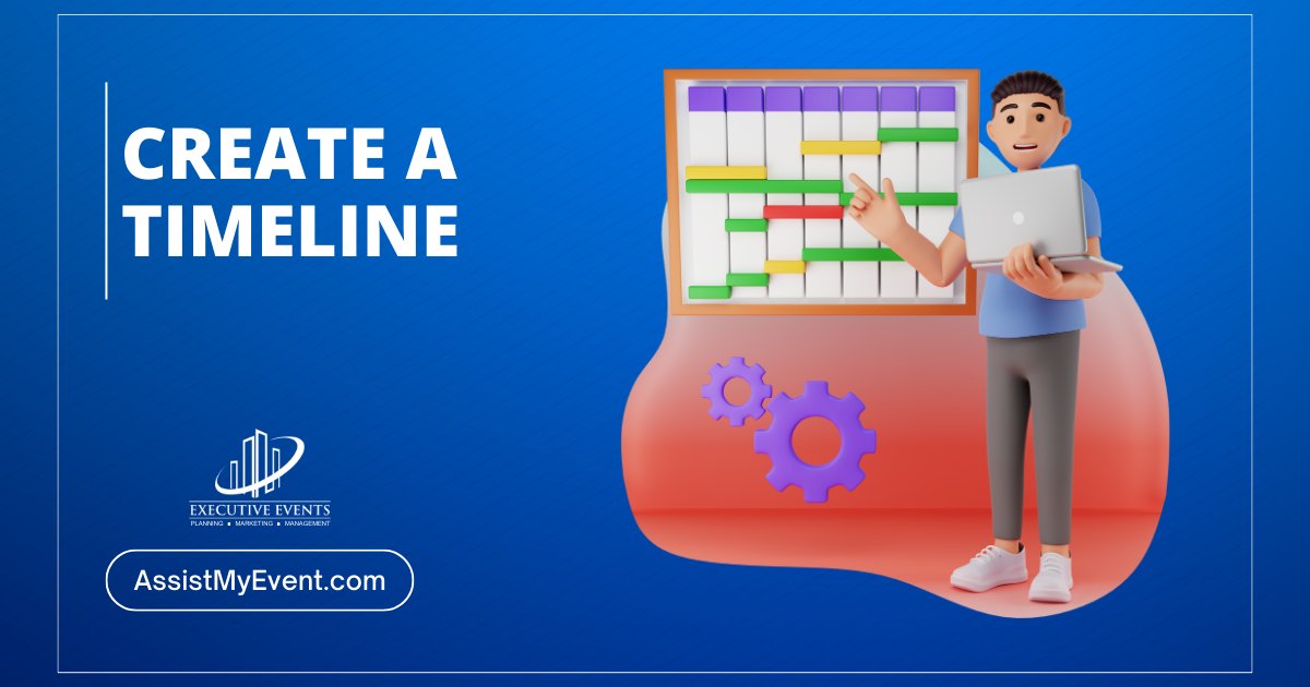 Crafting a meticulous timeline is the compass that keeps your event on course. Detailing every task ensures organization and keeps you confidently moving forward. 

Get started now for seamless success! #EventPlanning #StayOrganized #ExecutiveEvents