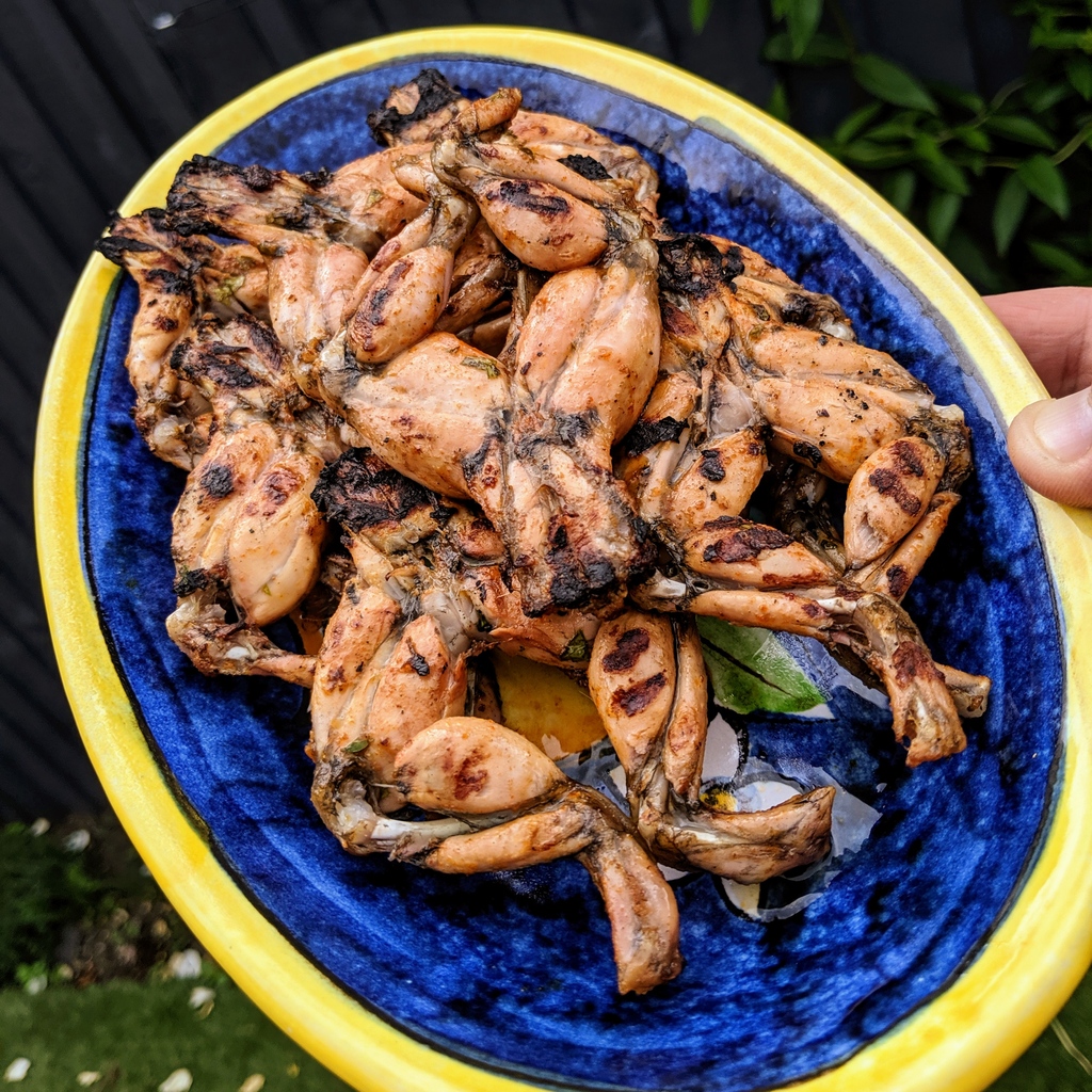 BBQlads's tweet photo. ♨️Now here’s something different and delicious I cooked up - Frogs Legs! These you have to try, they are so moorish … Eat or Pass? 😋
🐸
🐸
📷 @BBQlads Frogs legs from #smithfieldmarket
👍 @KeevilandKeevil butchers in the Smithfield Market
⚙️ @Weber UK Weber Mastertouch https://t.co/3oEGF0CBNd