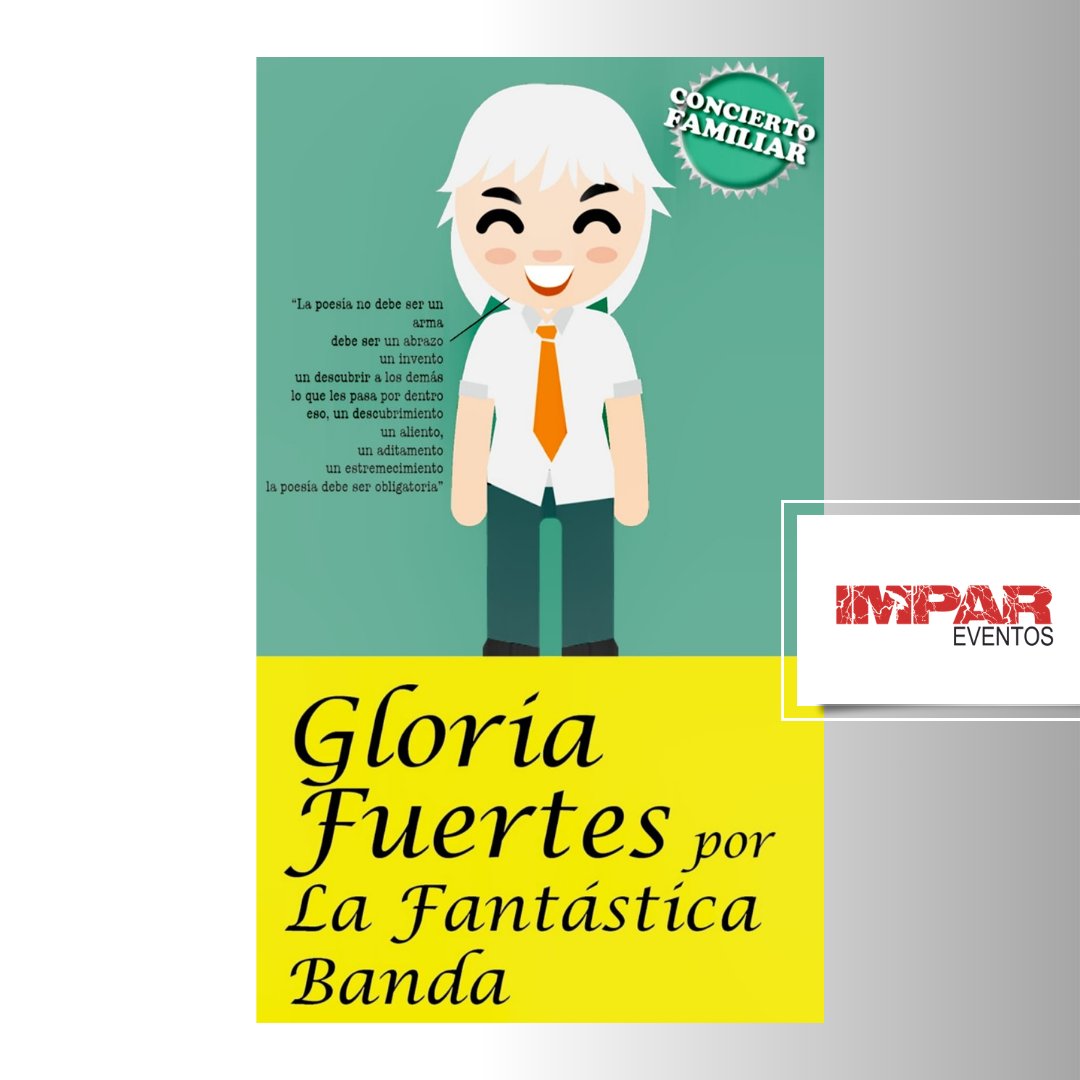 Impar_Eventos's tweet photo. 💥¿Preparados para el concierto de @lafantasticabanda? 💥
Este domingo a las 18:30, la Red de Teatros de #LaRioja nos acerca el espectáculo “Gloria Fuertes”, en el Teatro de #Haro .
No te pierdas este divertido concierto-recital para todos los públicos.
Precio: 3€ https://t.co/PmTqsY6diU