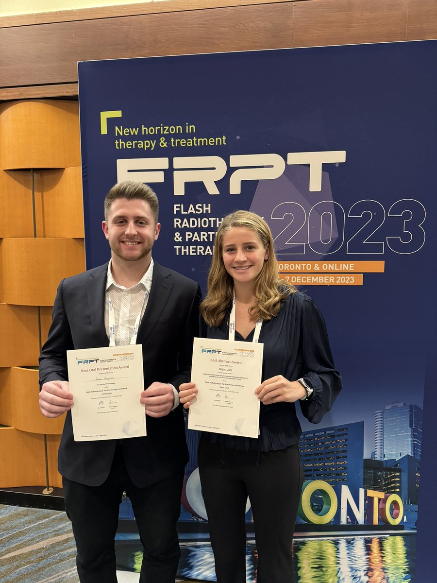 🎉At #FRPT2023, our students Roman Vasylstiv and Megan Clark were recognized for their work in FLASH! Roman received the Best Oral Presentation Award and Megan received the Best Abstract Award. Congrats to Roman, Megan, and the entire Dartmouth FLASH team, well deserved!! 🎉