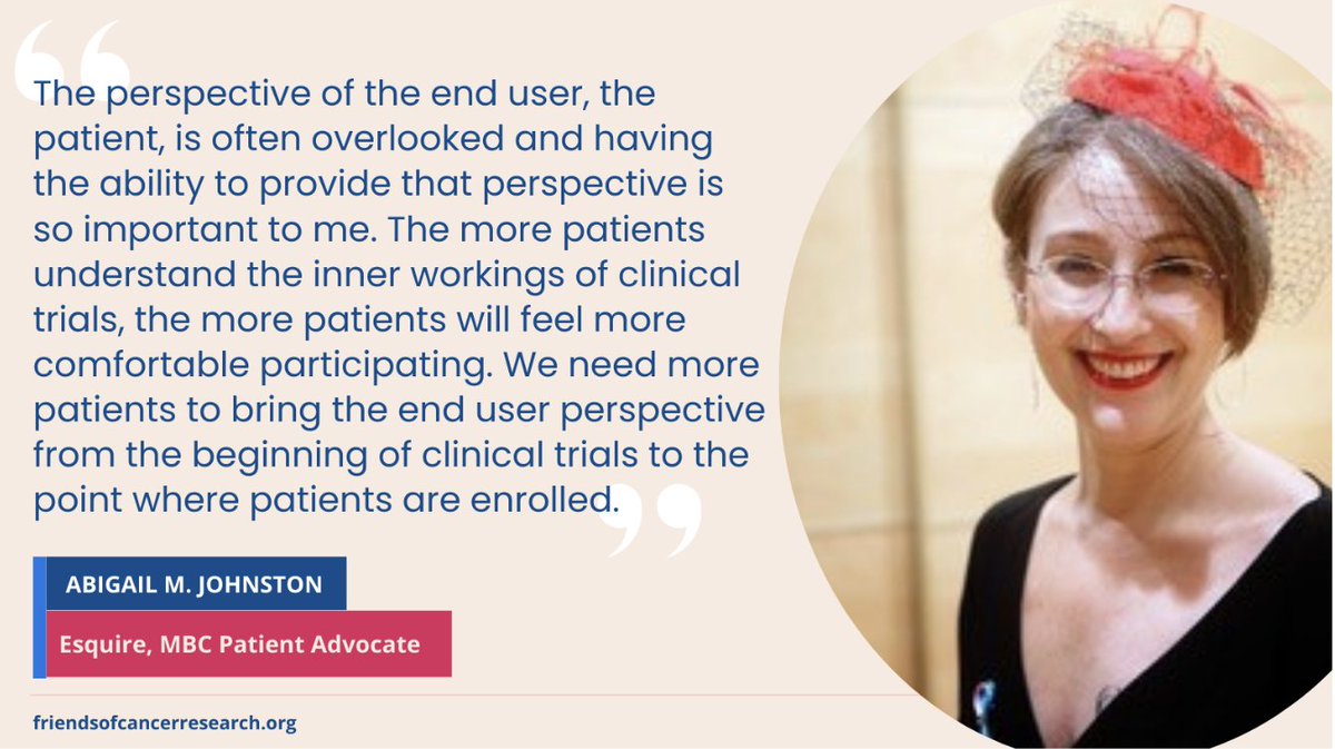“We need more #patients to bring the end user perspective.” #FriendsAdvocate Abigail Johnston <a href="/AMJohnston1315/">Abigail Johnston</a> shares why the #FriendsAM23 focus on advocate participation in clinical trial design is important. 
 
Click to watch #FriendsAM23: ow.ly/lfM250Qf1O1