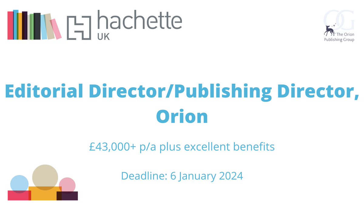 .@orionspring are looking for an ambitious, creative and entrepreneurial thinker to be Editorial Director/Publishing Director. If you have a proven track record of commercial success and are eager to play a more strategic role in the business, apply: rb.gy/vnum6a