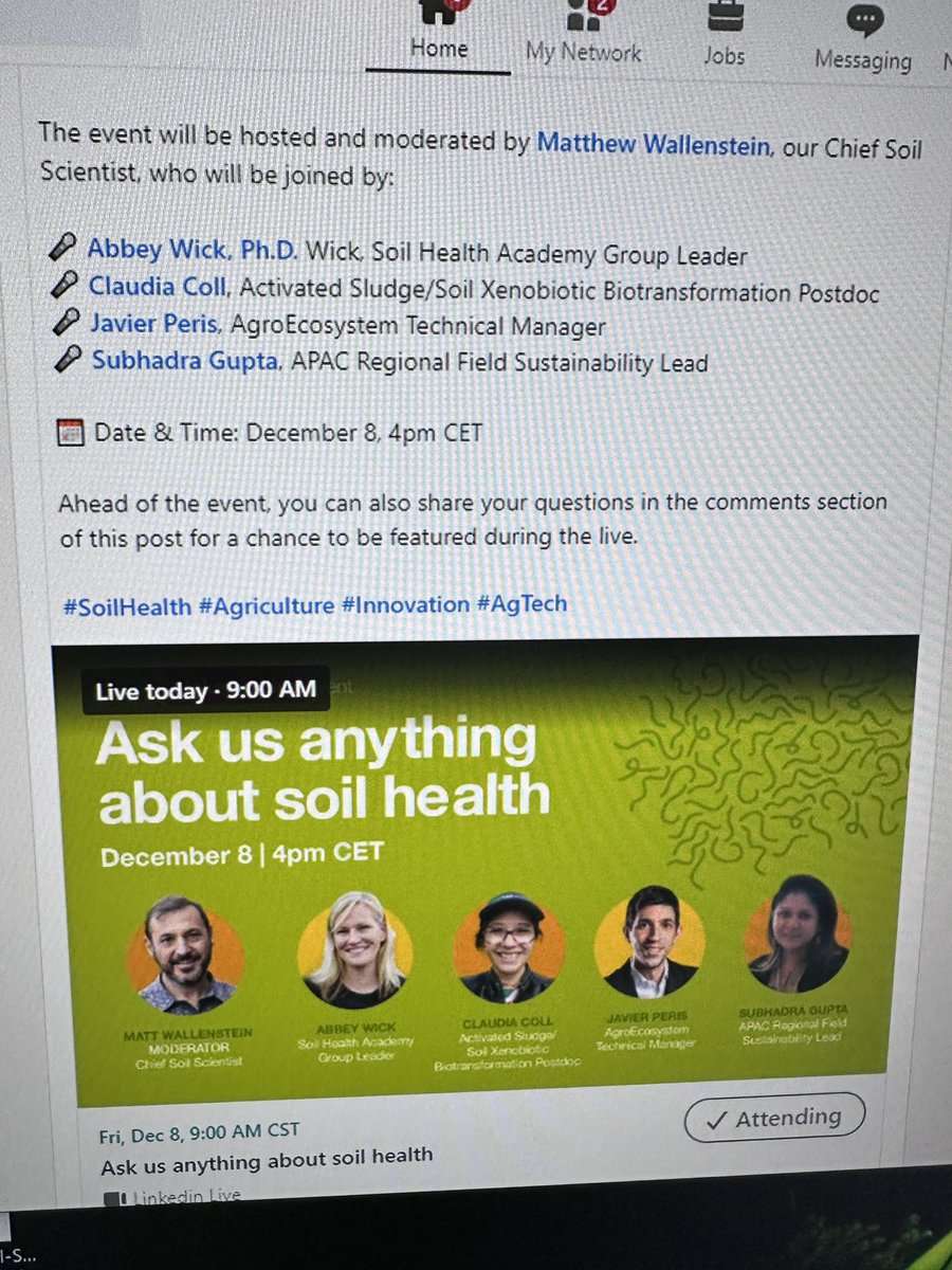 NDsoilhealth's tweet photo. If you’re on LinkedIn, join us for the live event happening at 9:00 Central time today.  I just reposed the link, so you can find it there.   Or under Syngenta.  Will be a great discussion! https://t.co/LQqIJBvIxA