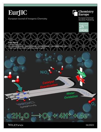 EurJIC's tweet photo. #OnTheCover Computational Mechanistic Insights on Homogeneous Water Oxidation Versus Catalyst Deactivation: A Case Study with Mononuclear Nickel and Copper Complexes https://t.co/gSXqmMPqZQ @LisaRoyChem @itsAjeet_ https://t.co/9KDuTAH59f https://t.co/Dj21mhizGd