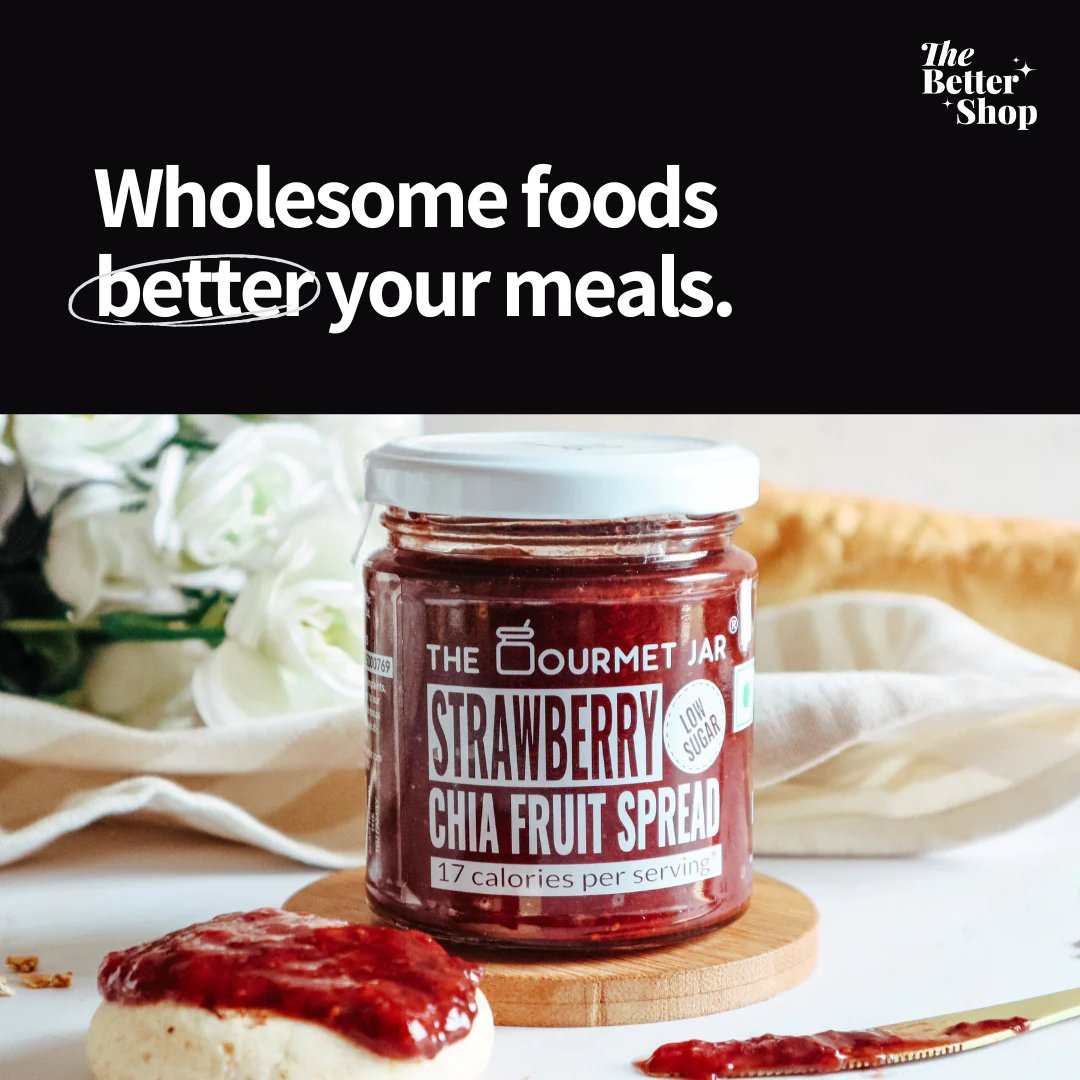 🍓Strawberry Chia Fruit Spread by @thegourmetjar is not just a treat for your taste buds; it's a heart-healthy hero with only 17 #calories per serving. Spread it, spoon it, savour it - #guiltfree indulgence is now just a jar away. 👉Get yours on @TheBetterShop Now!