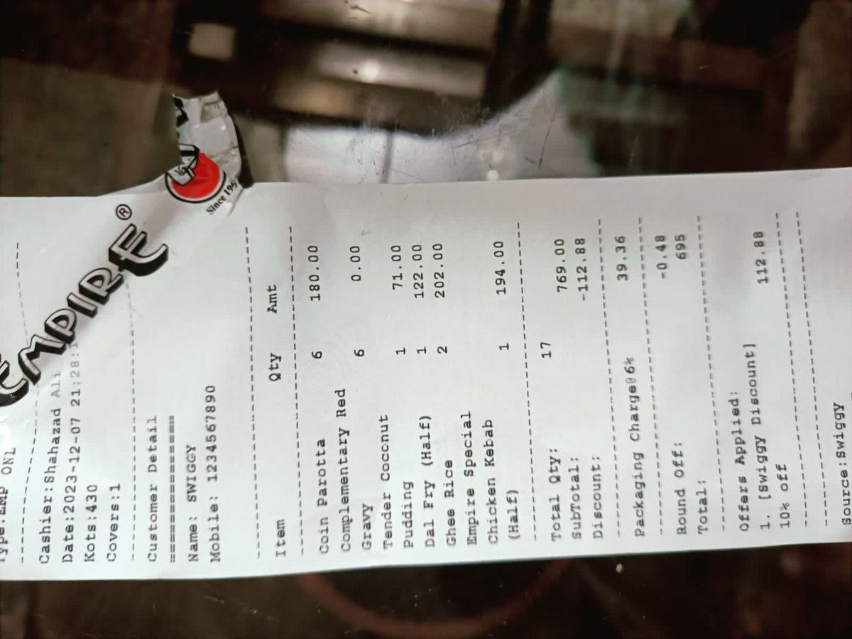 sam_tweets__'s tweet photo. @SwiggyCares In short, half of kabab was not delivered and the free sweet not delivered as promised. Since I ordered it for my kids, the pics were sent to me and I was not able to upload them as that option was disabled on your app. I simply need a refund for this item in question. Pics attac https://t.co/b7oppBx9FY