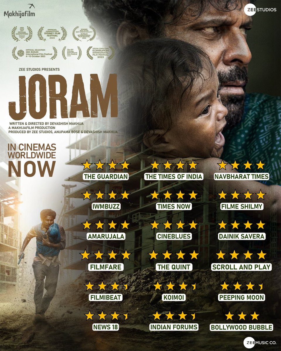 Yeh chamak hai aapke pyaar aur saath ki! 🌟
Shukriya. 🙏🏻

Book your tickets!
🔗 - linktr.ee/Joram_ 

#Joram in cinemas worldwide now.

@ZeeStudios_ @Mdzeeshanayyub @nakdindianfakir @Makhijafilm @nowitsabhi #SmitaTambe @TannishthaC #MeghaMathur #NimmyRaphel @TrippinOnn…